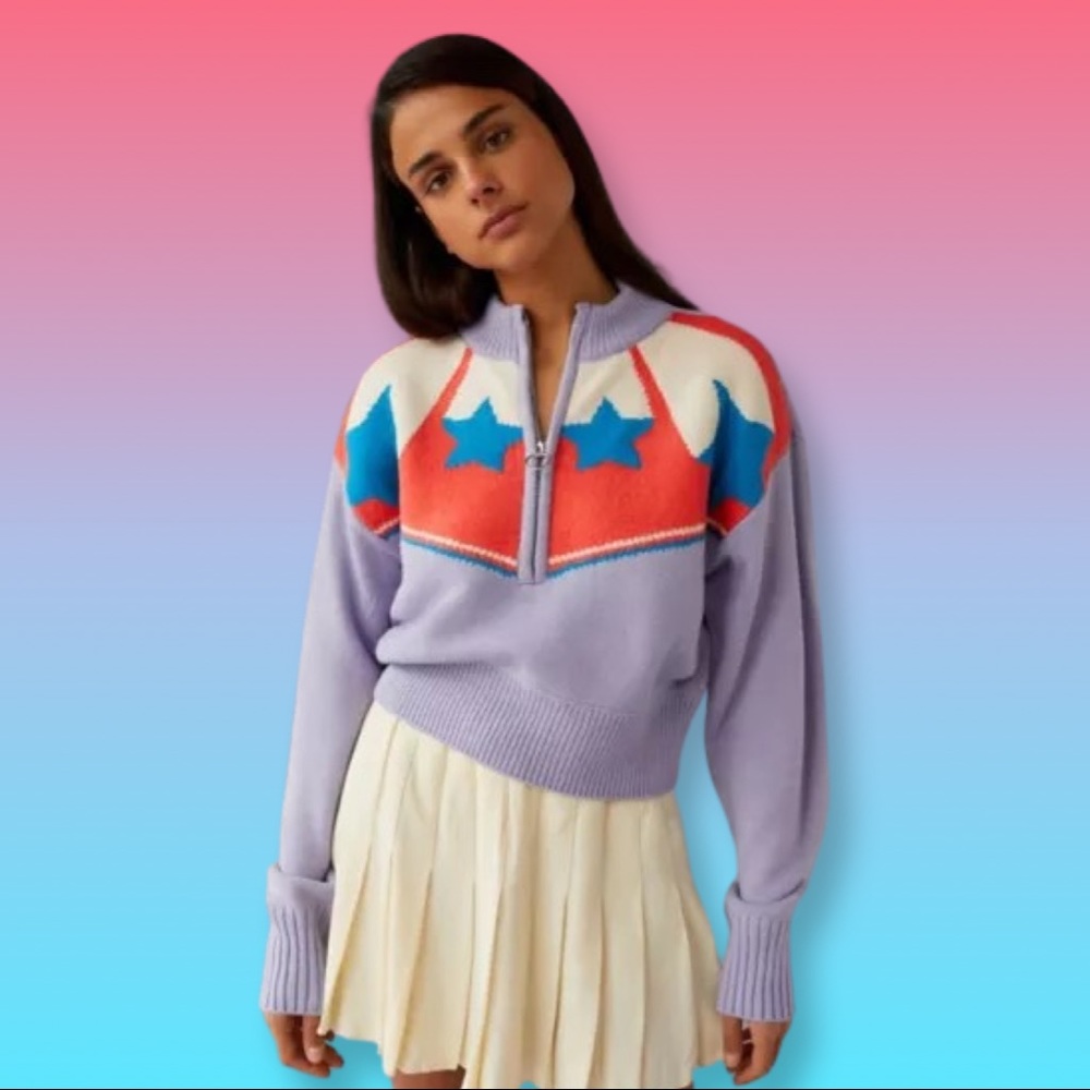 BDG Jesse Half-Zip Stars Sweater